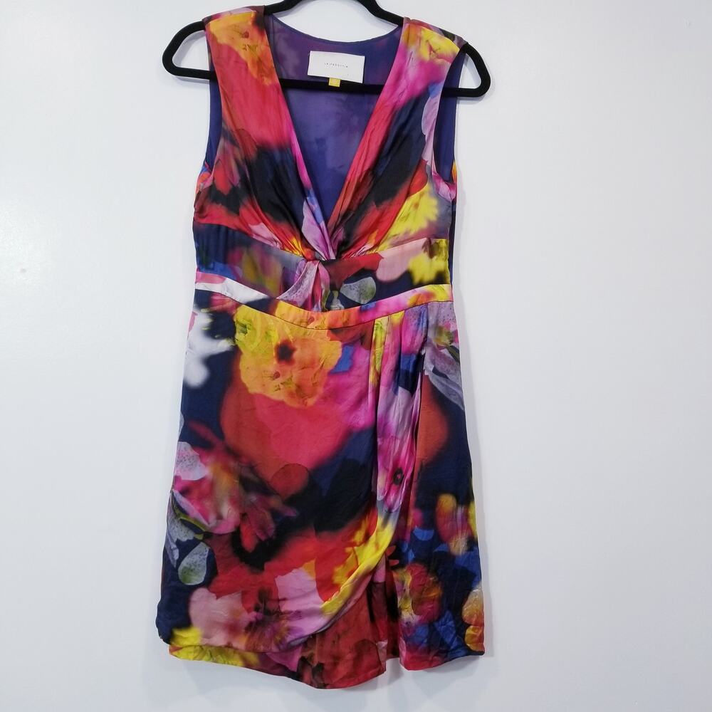 Anthropologie Leifsdottir 100% Silk Tulip Hem Watercolor Mini Dress